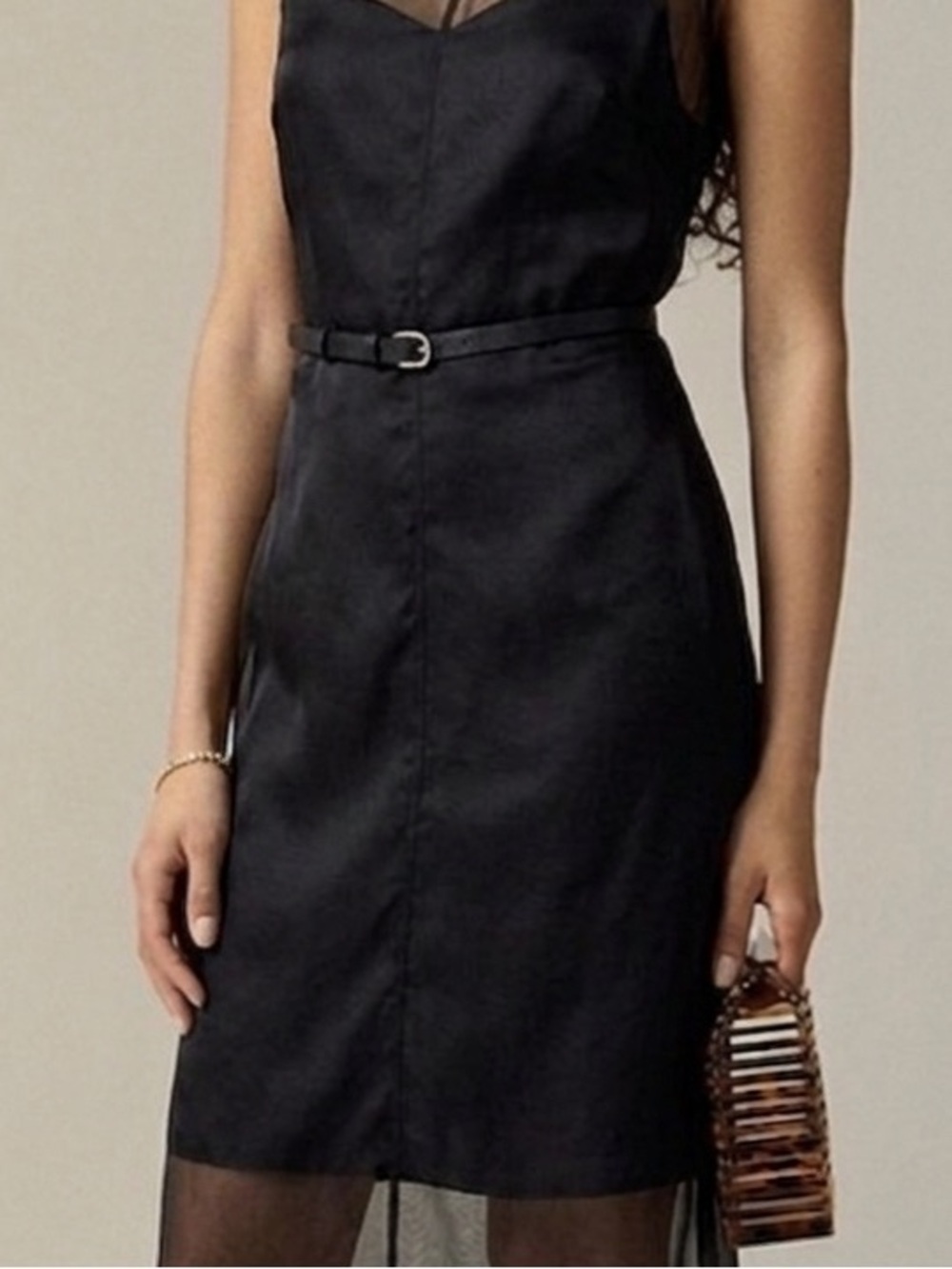 J. Crew Layered Shift Dress in Liquid Organza Color Black Size 10